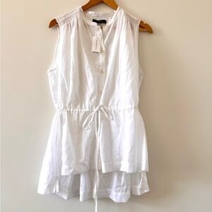 Banana Republic White Sleeveless Drawstring Tunic Top Size M NWT